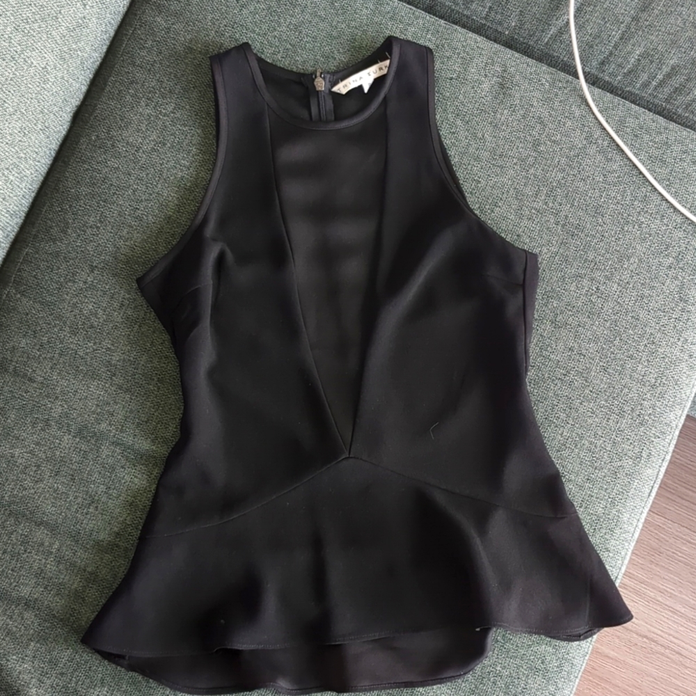 Trina Turk black peplum fitted top